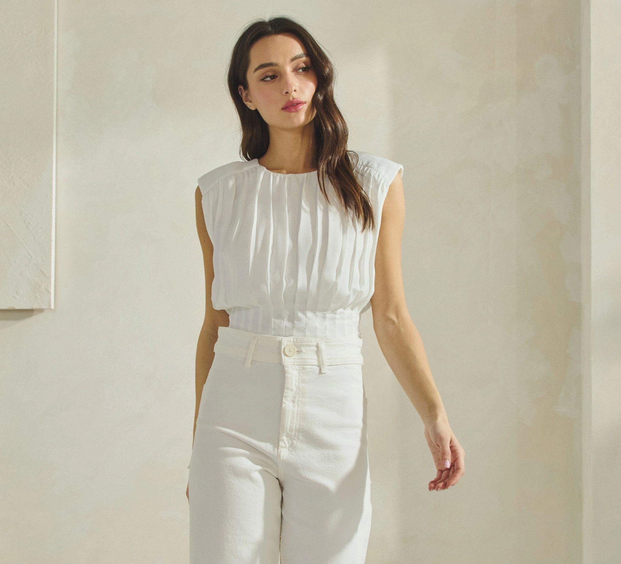 Celeste Pleated Sleeveless Top