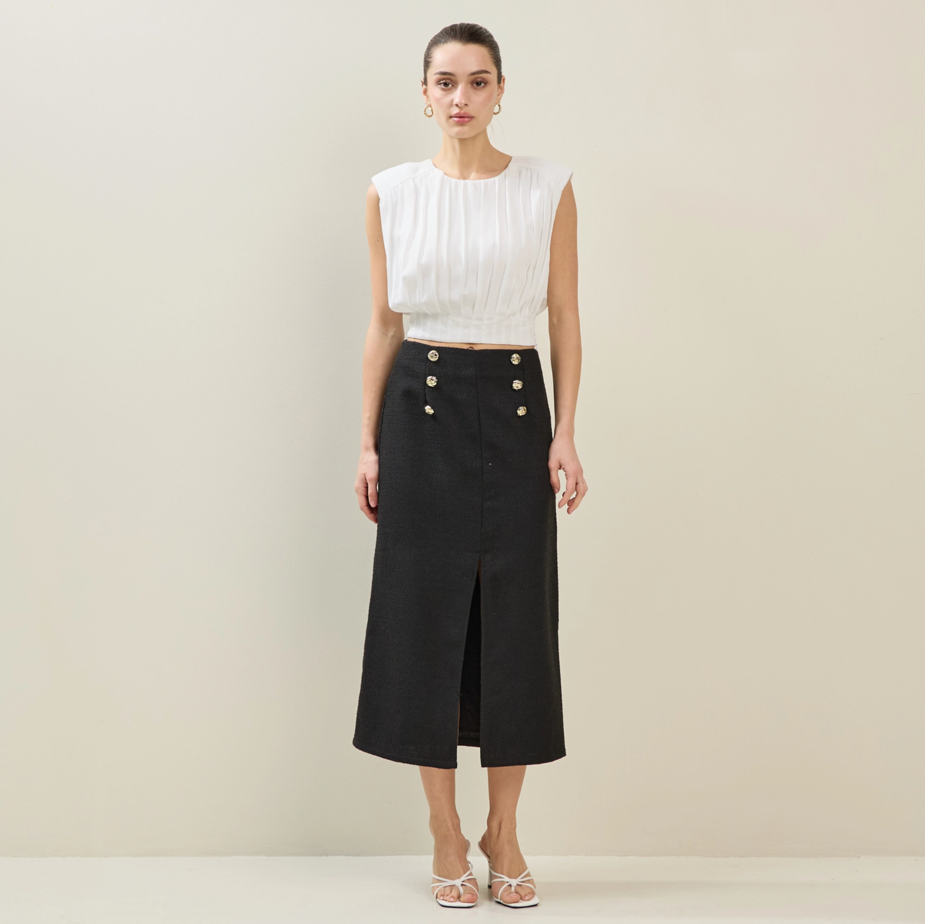 Celeste Pleated Sleeveless Top