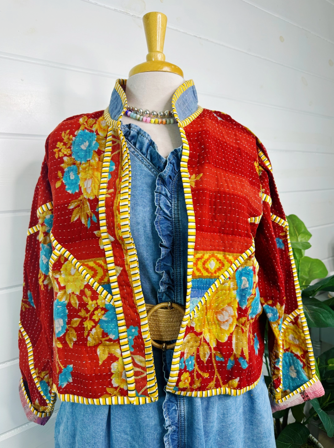 Handmade Patchwork Kantha Quilted Bomber Jacket A