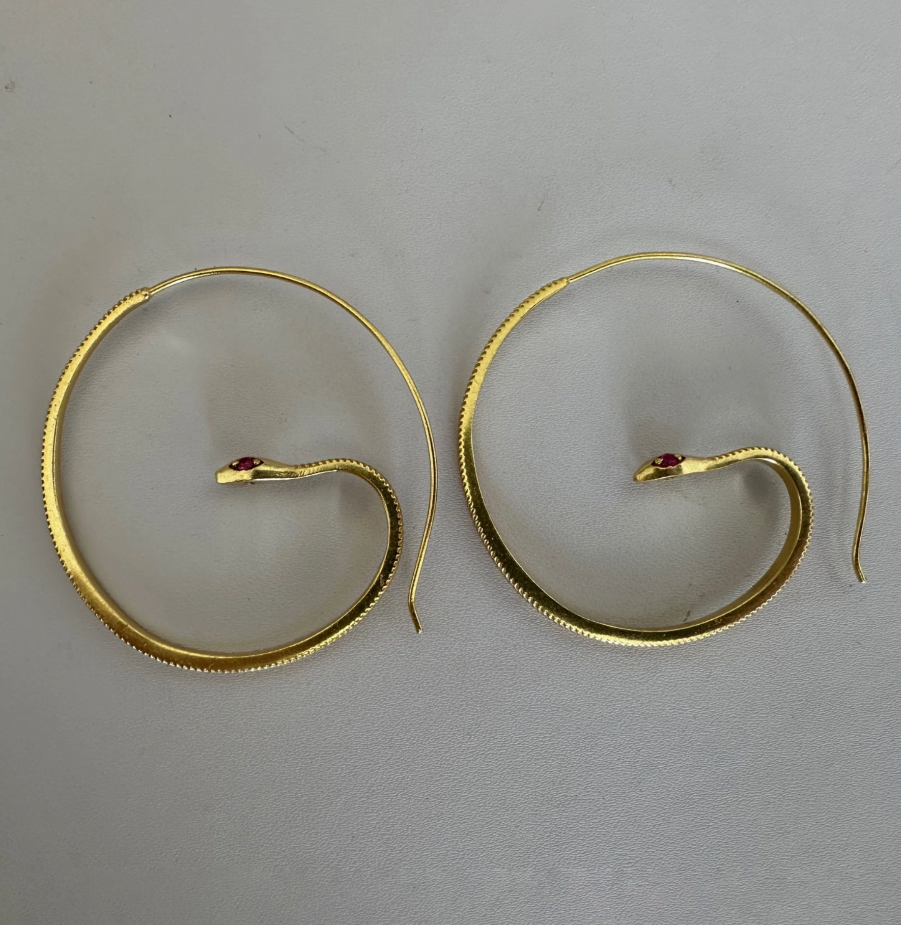 Snake Hoops Large | Pink Zircon Eyes