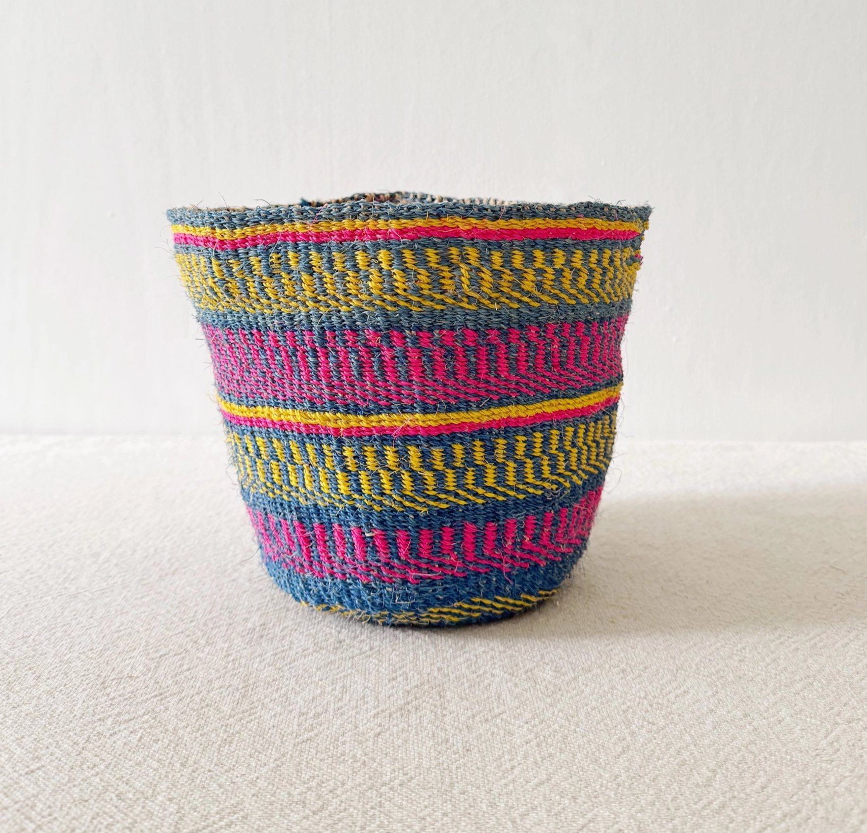 Sisal Plant Basket Magenta And Blue
