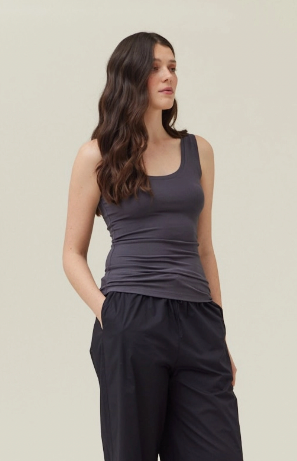 The Every Day Ribbed Tank In Dark Indigo