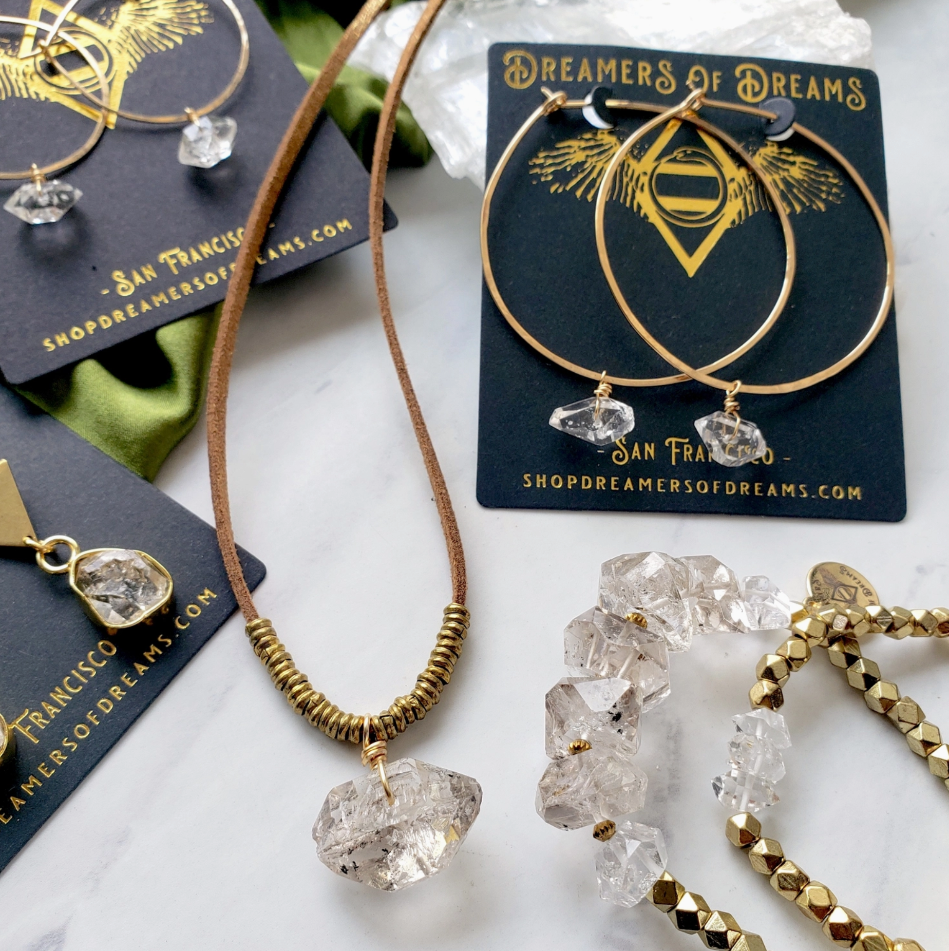 Diamond Quartz Hoop Earrings