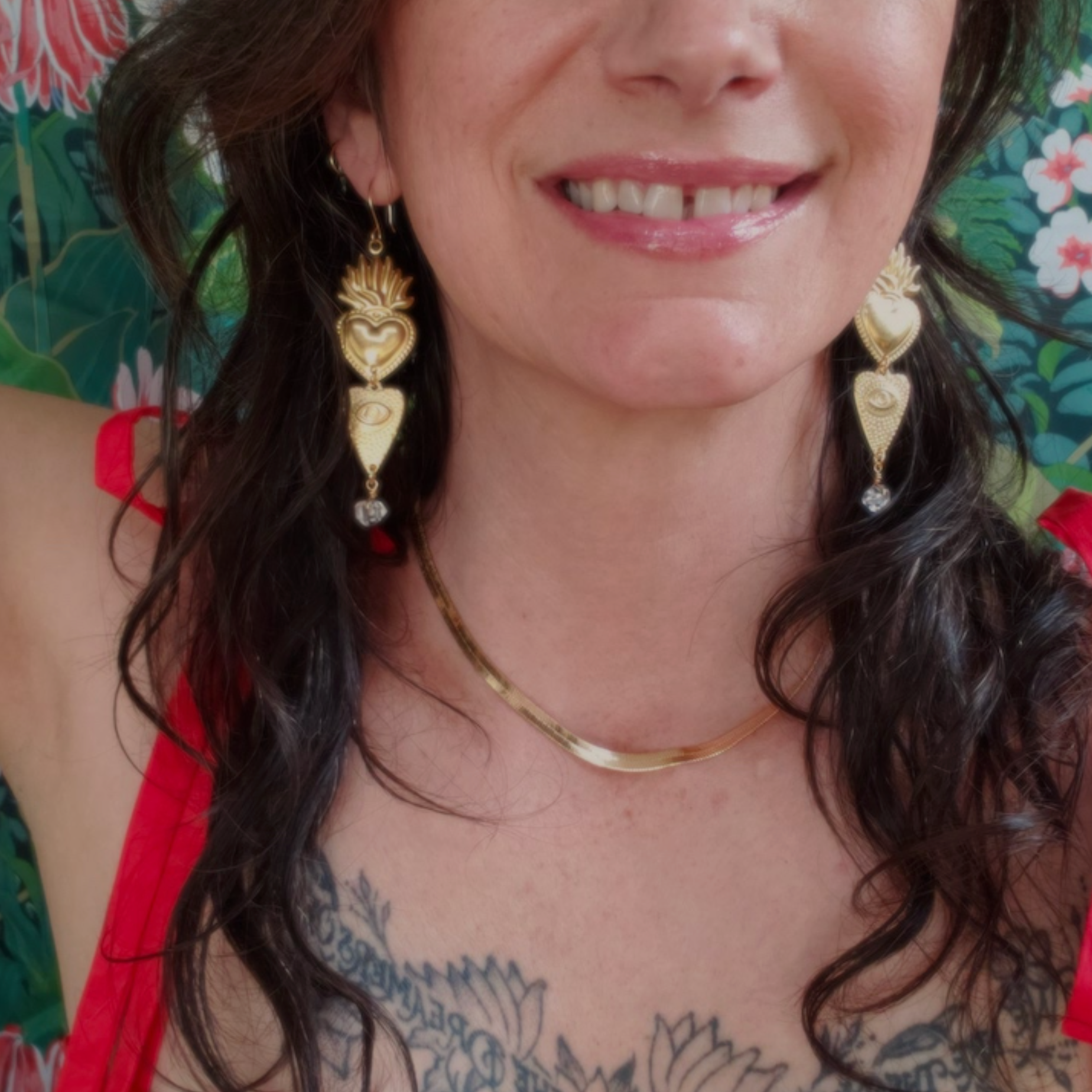 Flaming Heart Charm Earrings