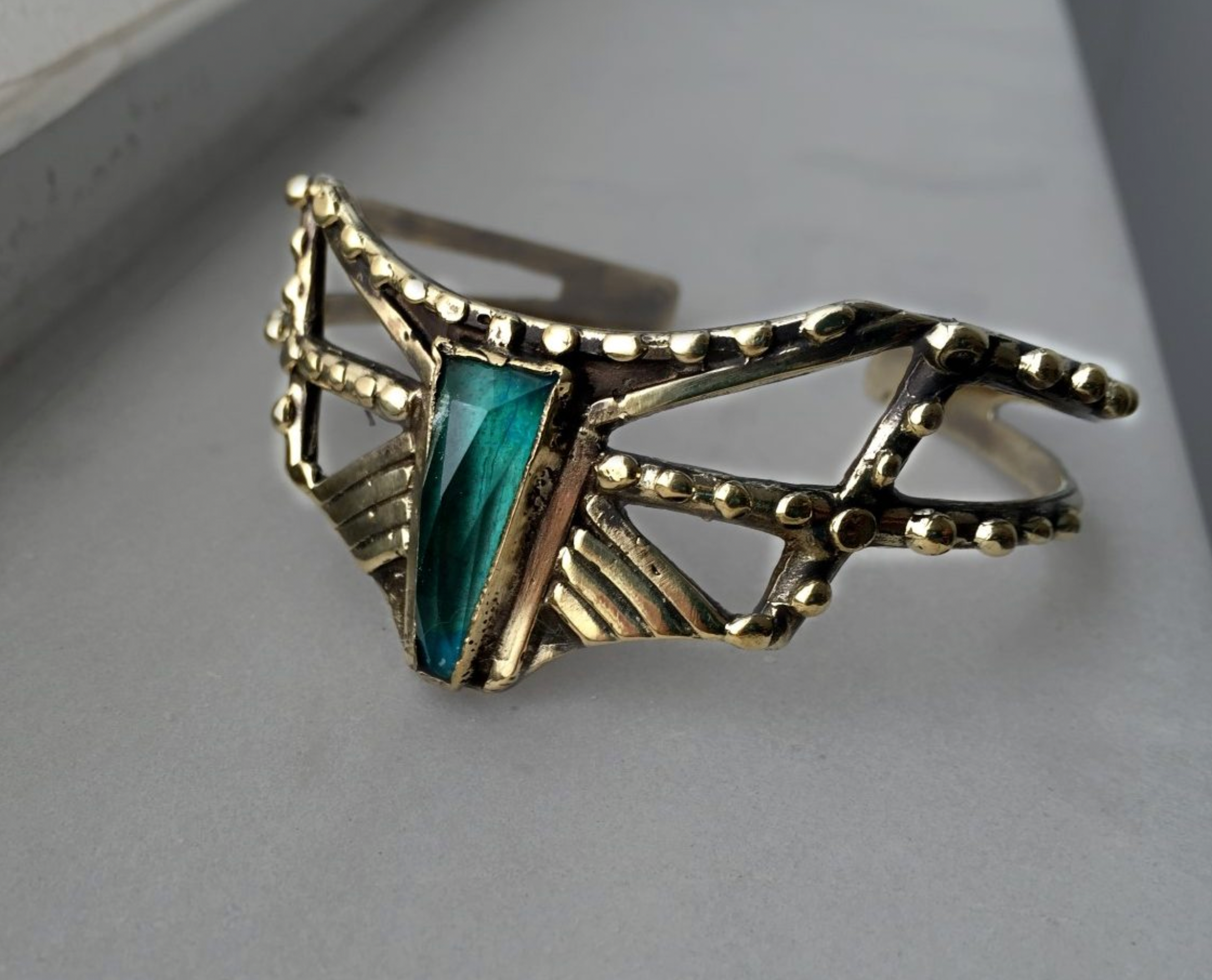 Arrow Chrysocolla Cuff — Bronze