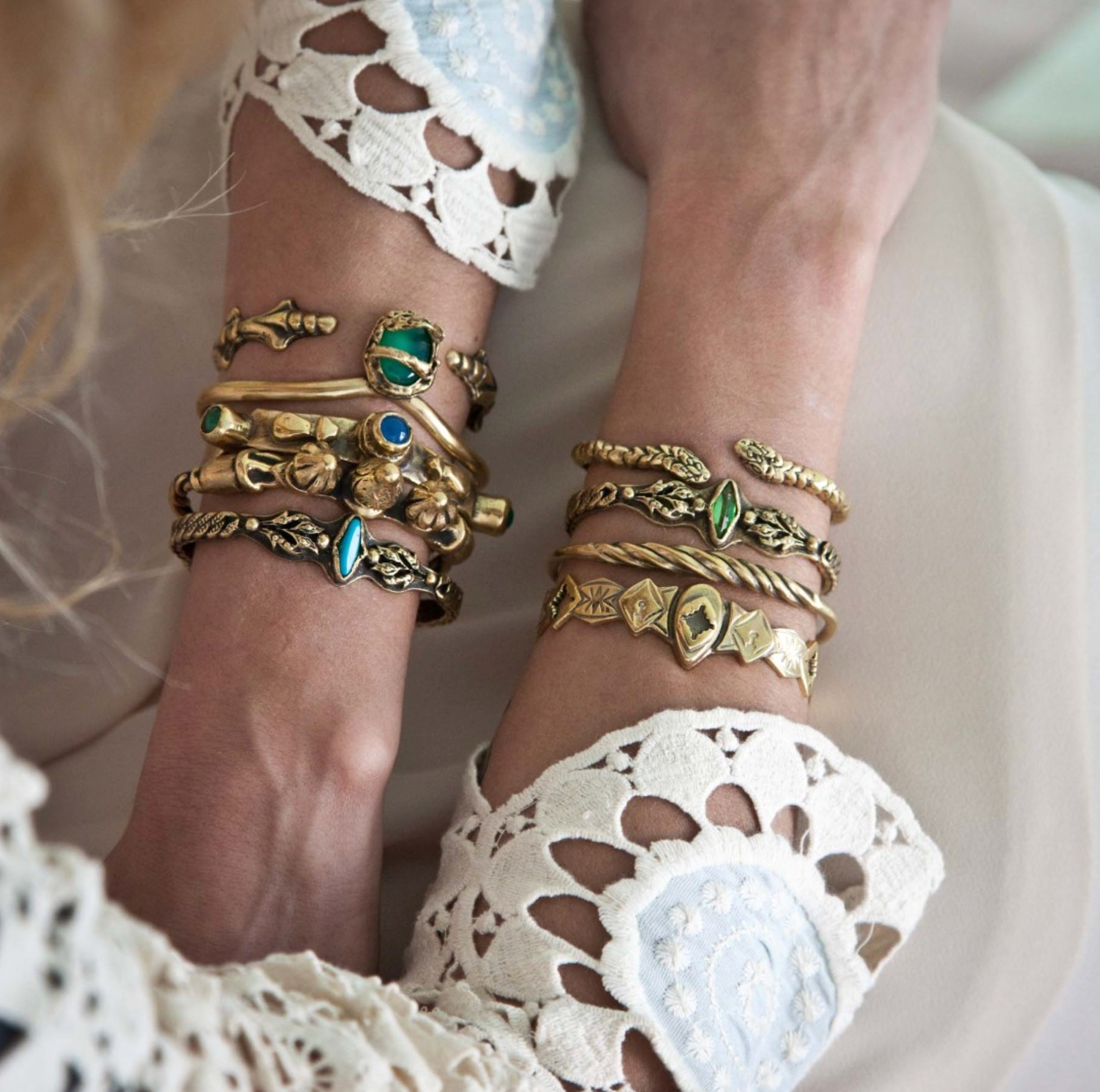 Victory Cuff — Bronze with Blue & Green Agate