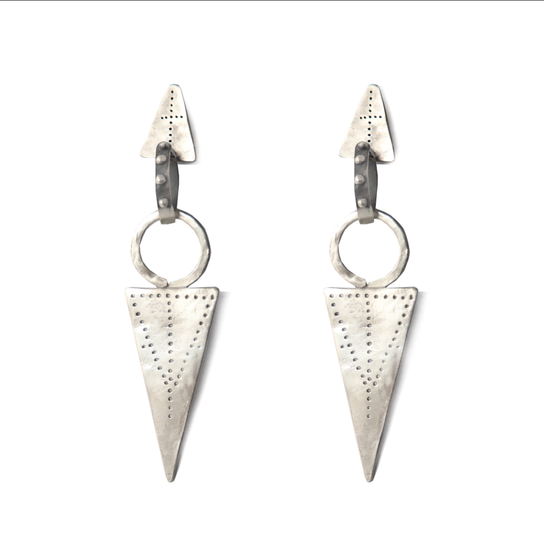 Bremusa Engraved Dangle Earrings — Silver