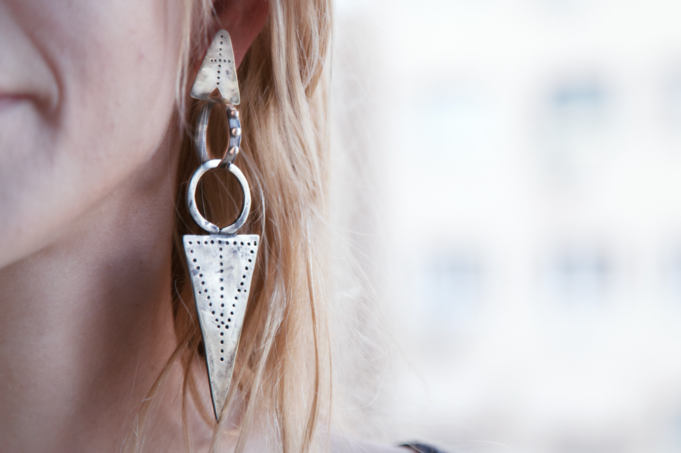 Bremusa Engraved Dangle Earrings — Silver