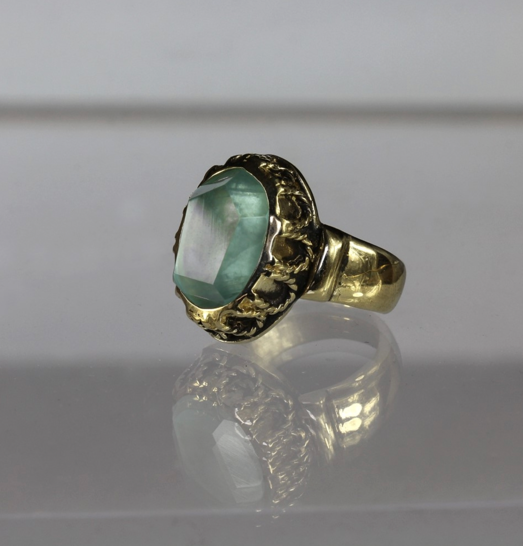 Elizabeth Aquamarine Filagree Ring