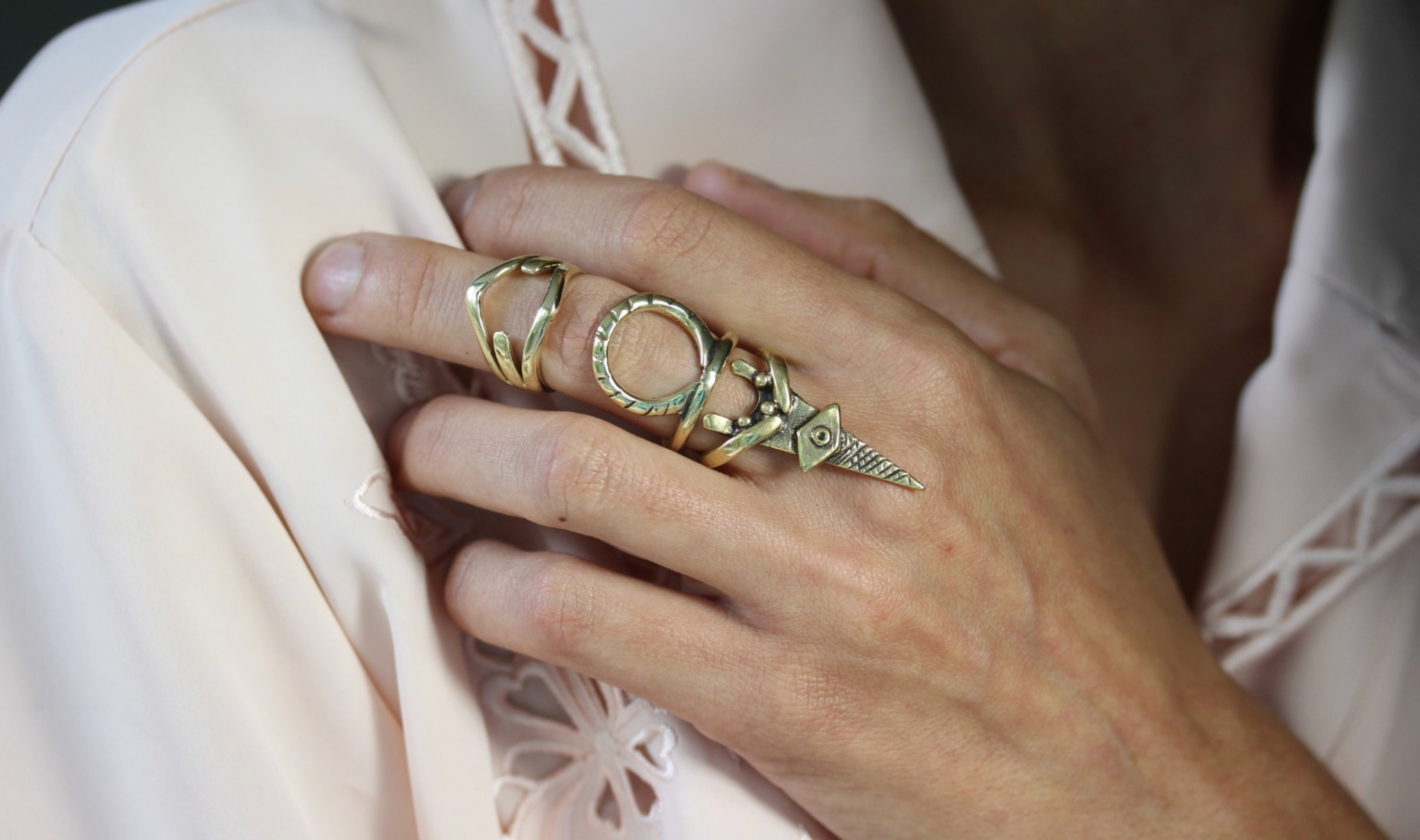 Eumache Bronze Adjustable Ring Set