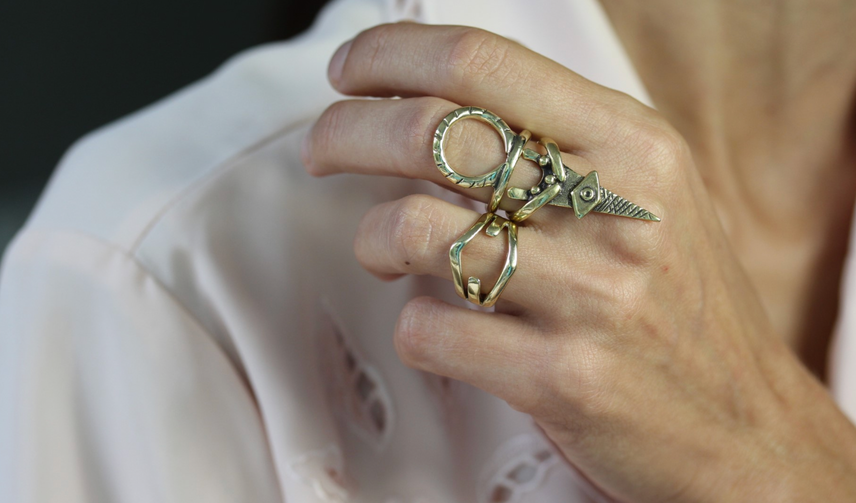 Eumache Bronze Adjustable Ring Set