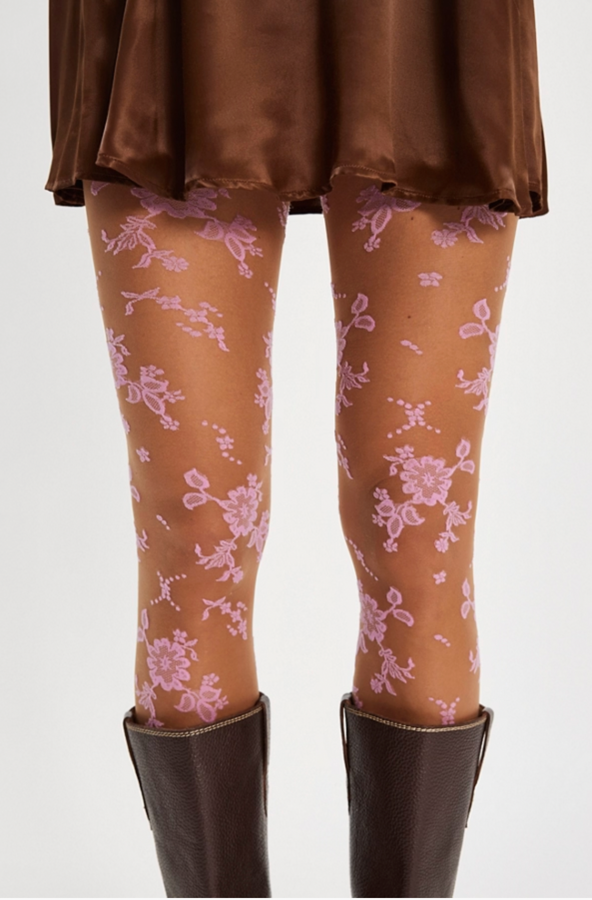 Flocked Floral Tights