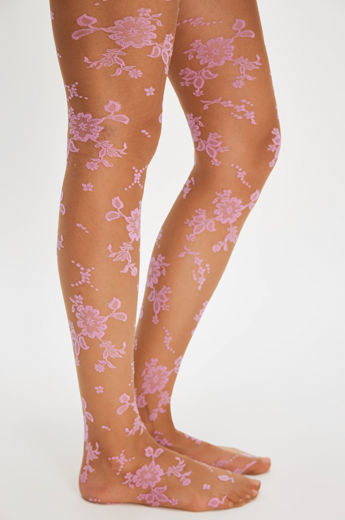 Flocked Floral Tights