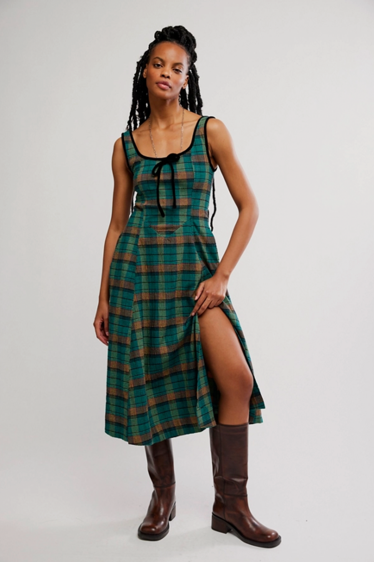 Freya Plaid Midi Dress