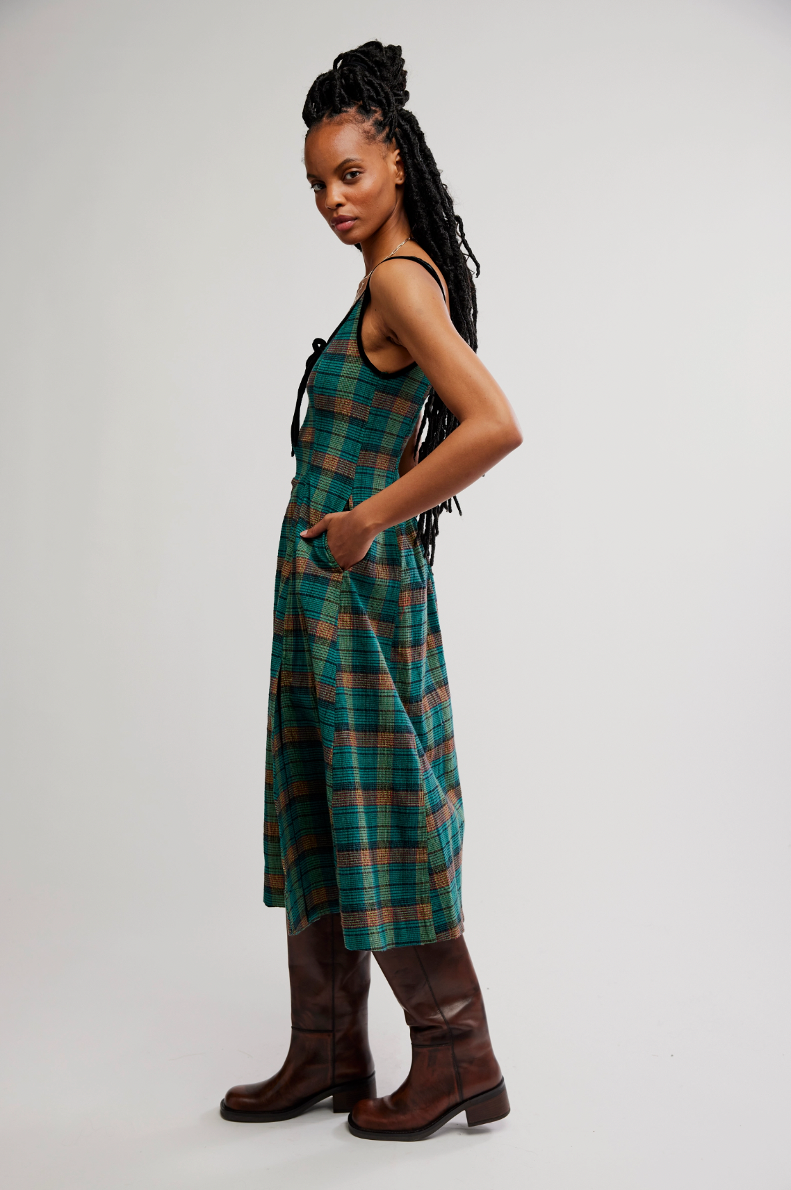 Freya Plaid Midi Dress