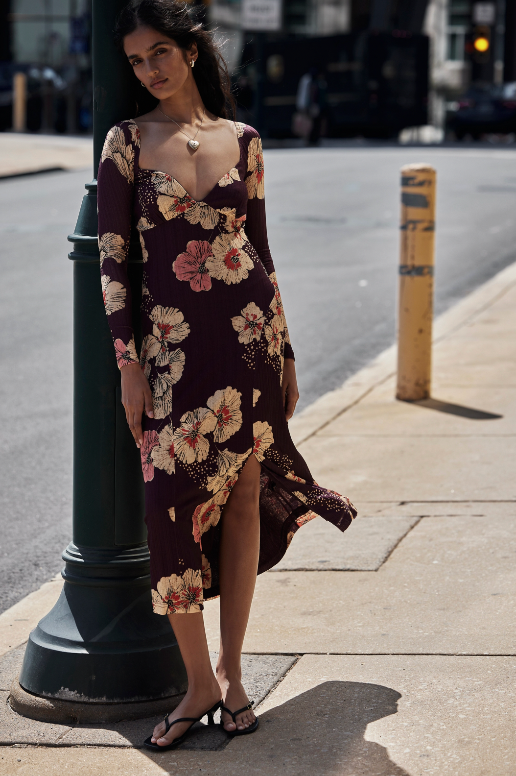 Calla Midi Dress in Plum