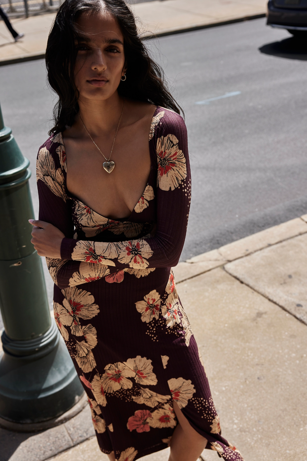 Calla Midi Dress in Plum