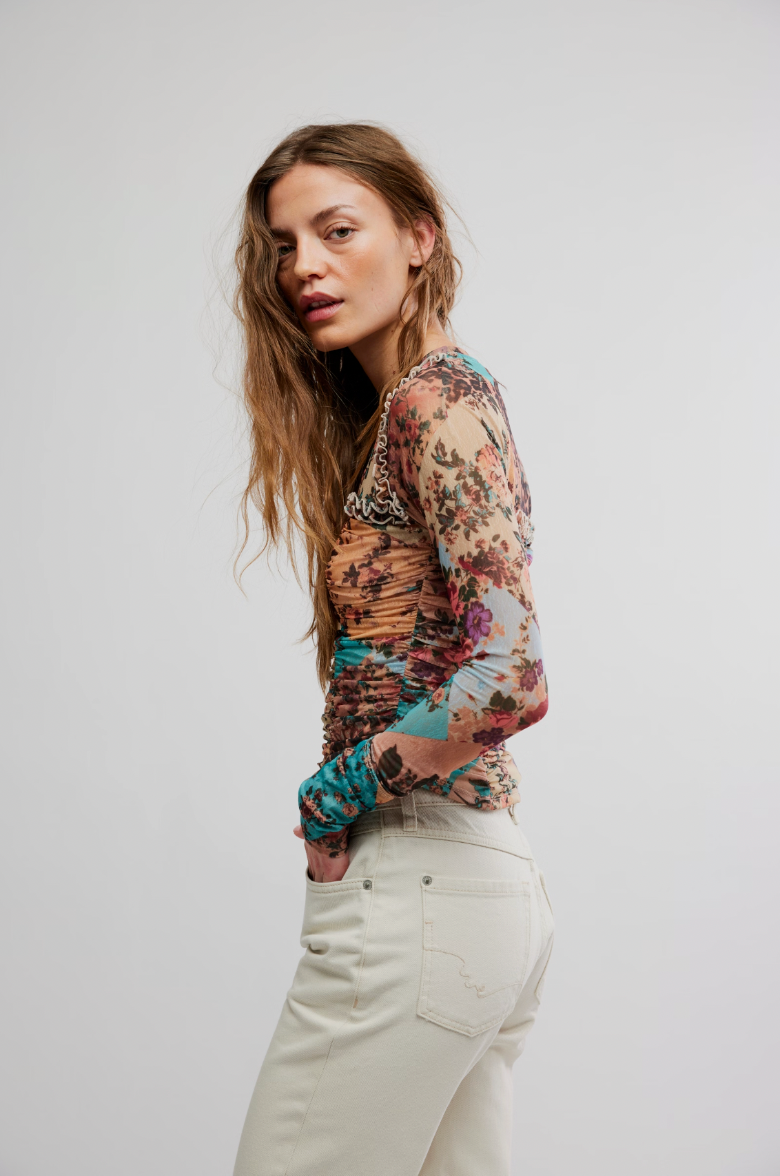 Ariana Long Sleeve Shirt in Taupe Combo