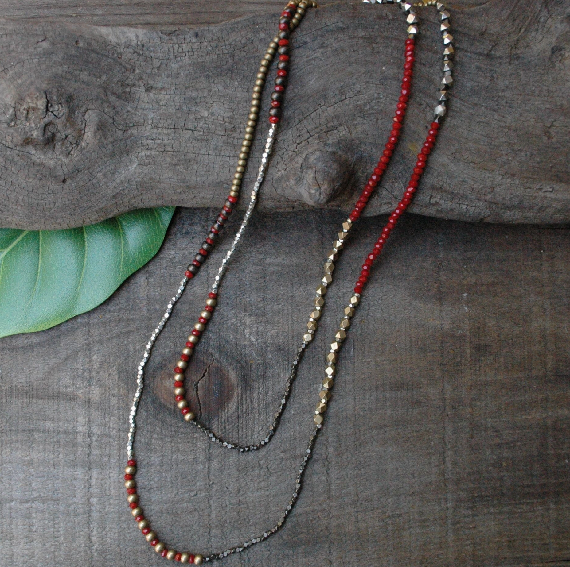 Beaded Brass Color Pop Necklace
