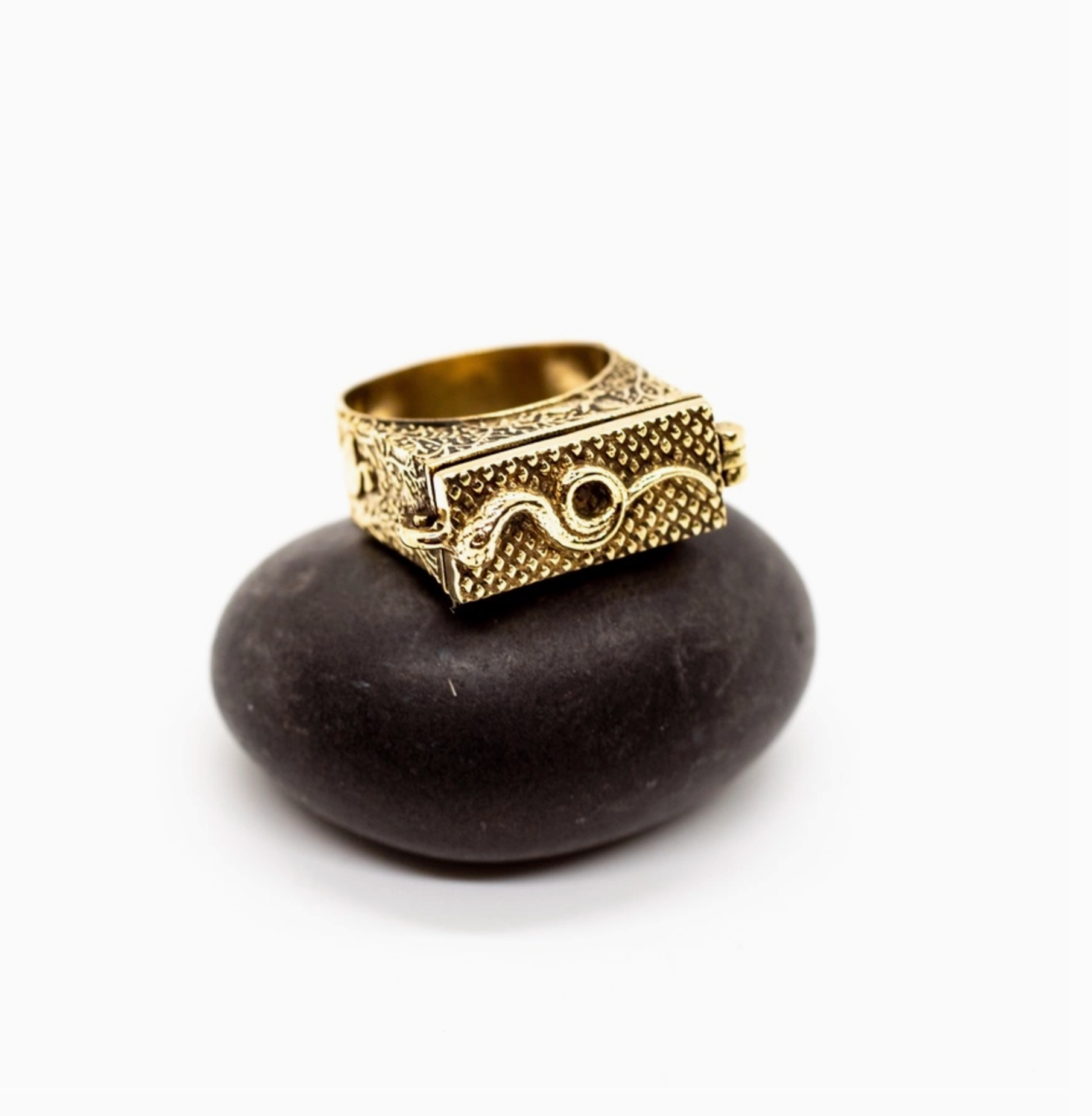 Brass Serpent Poison Ring