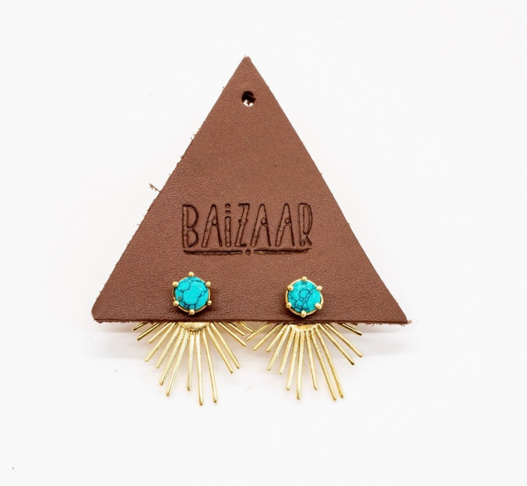 Brass Starburst Ear Jacket In Turquoise