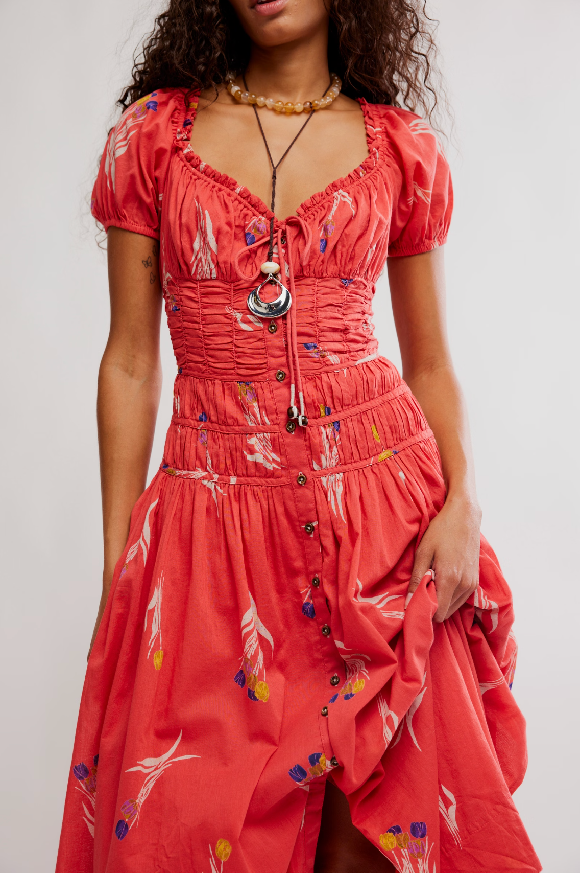 Complete Me Midi Dress in Coral Combo