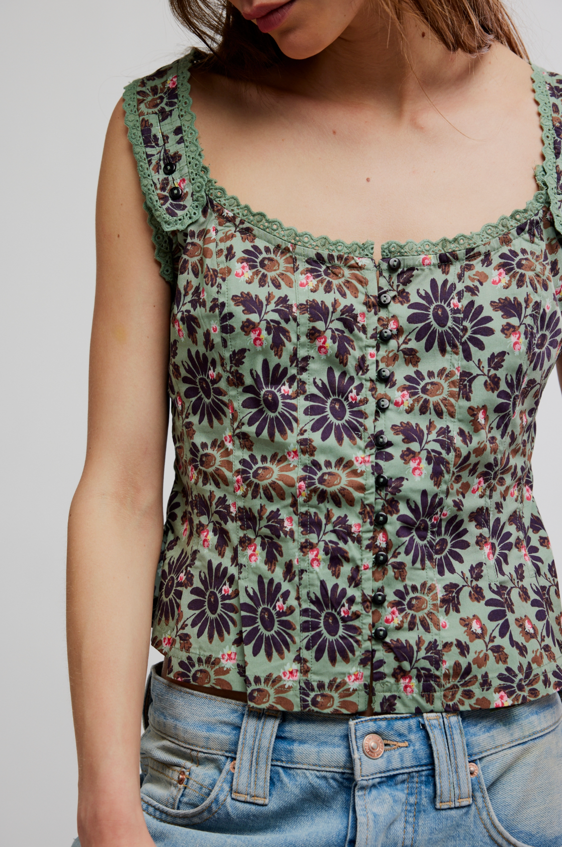 Bridgette Corset Top Green Combo