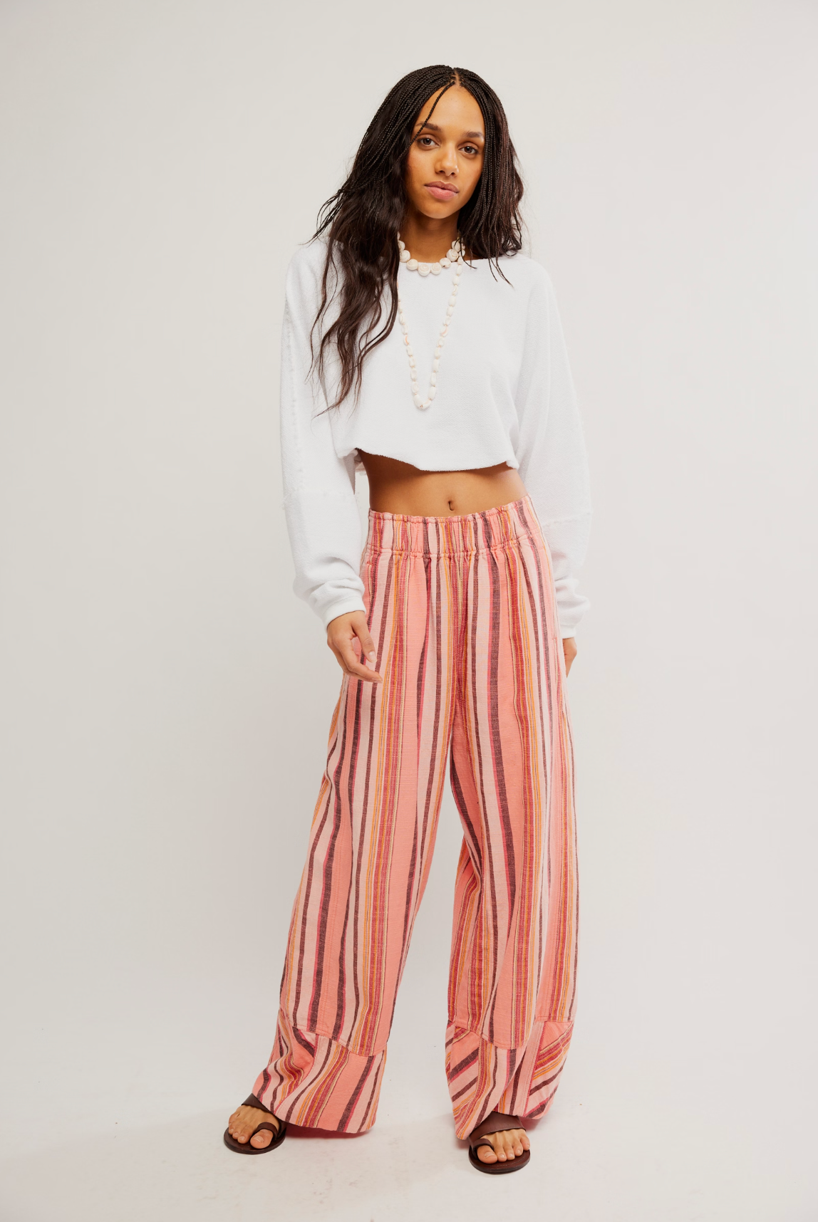 Day's End Linen Striped Pull-On Pants