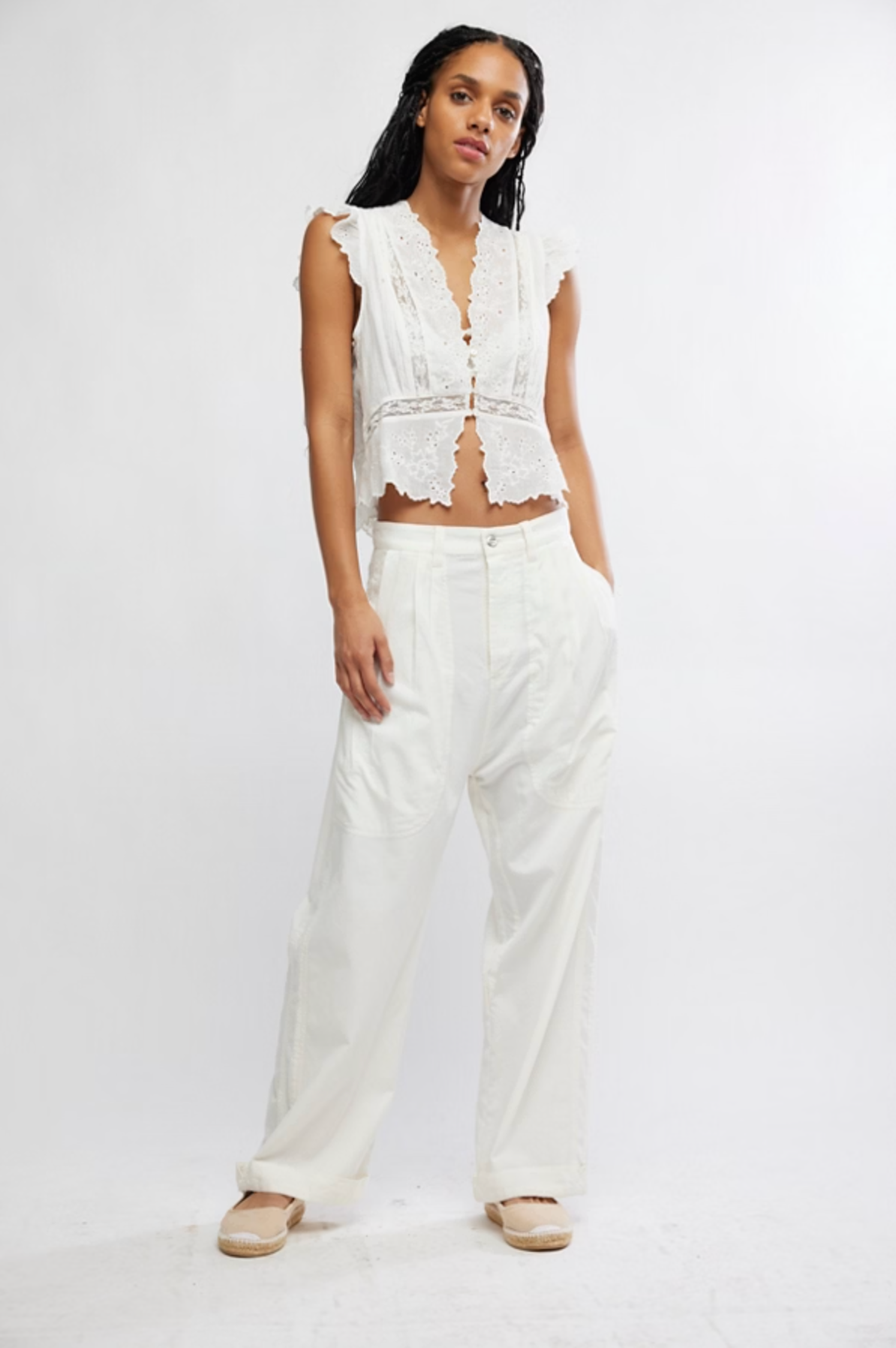 Clover Dropped Trouser in Tofu by Free People