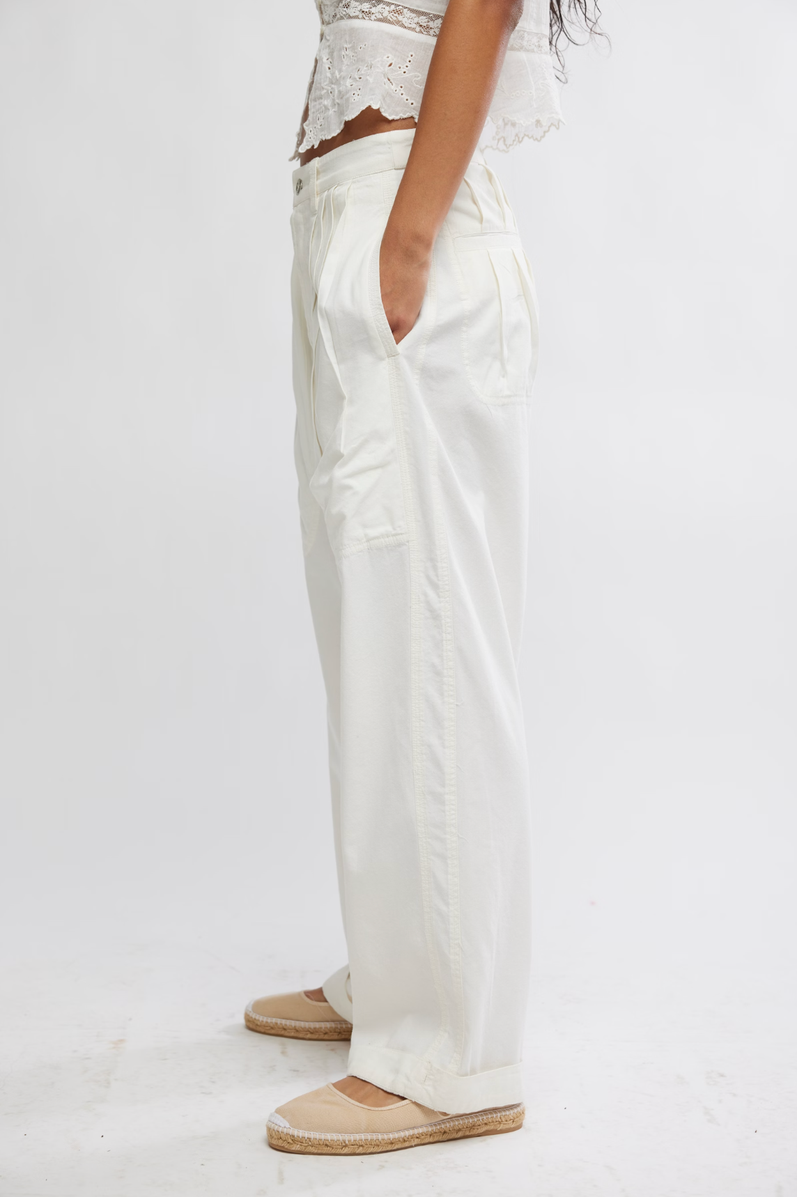 Clover Dropped Trouser in Tofu by Free People