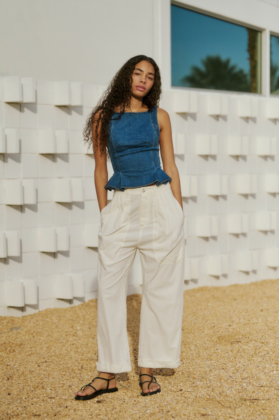 Clover Dropped Trouser in Tofu by Free People