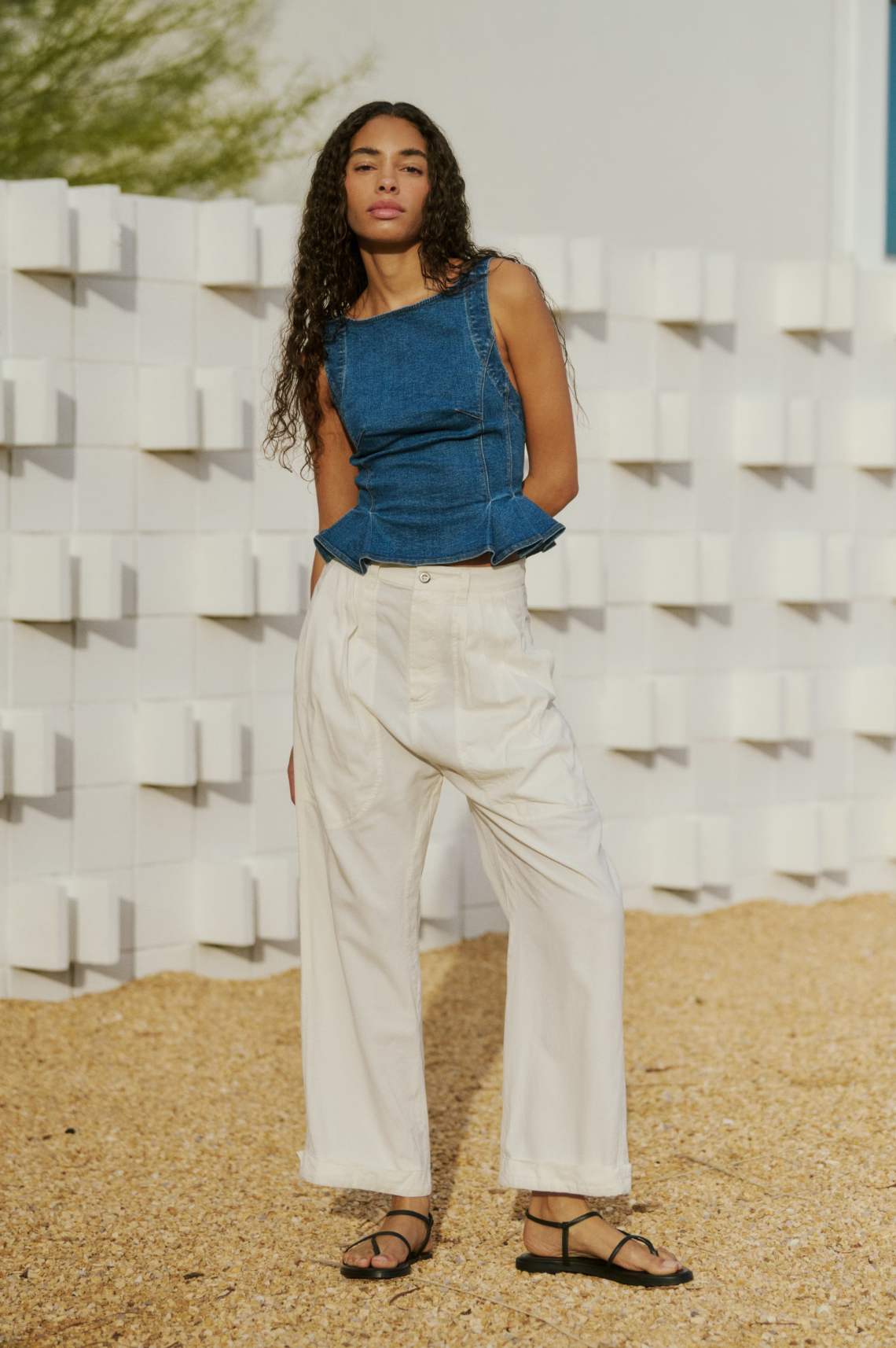 Clover Dropped Trouser in Tofu by Free People