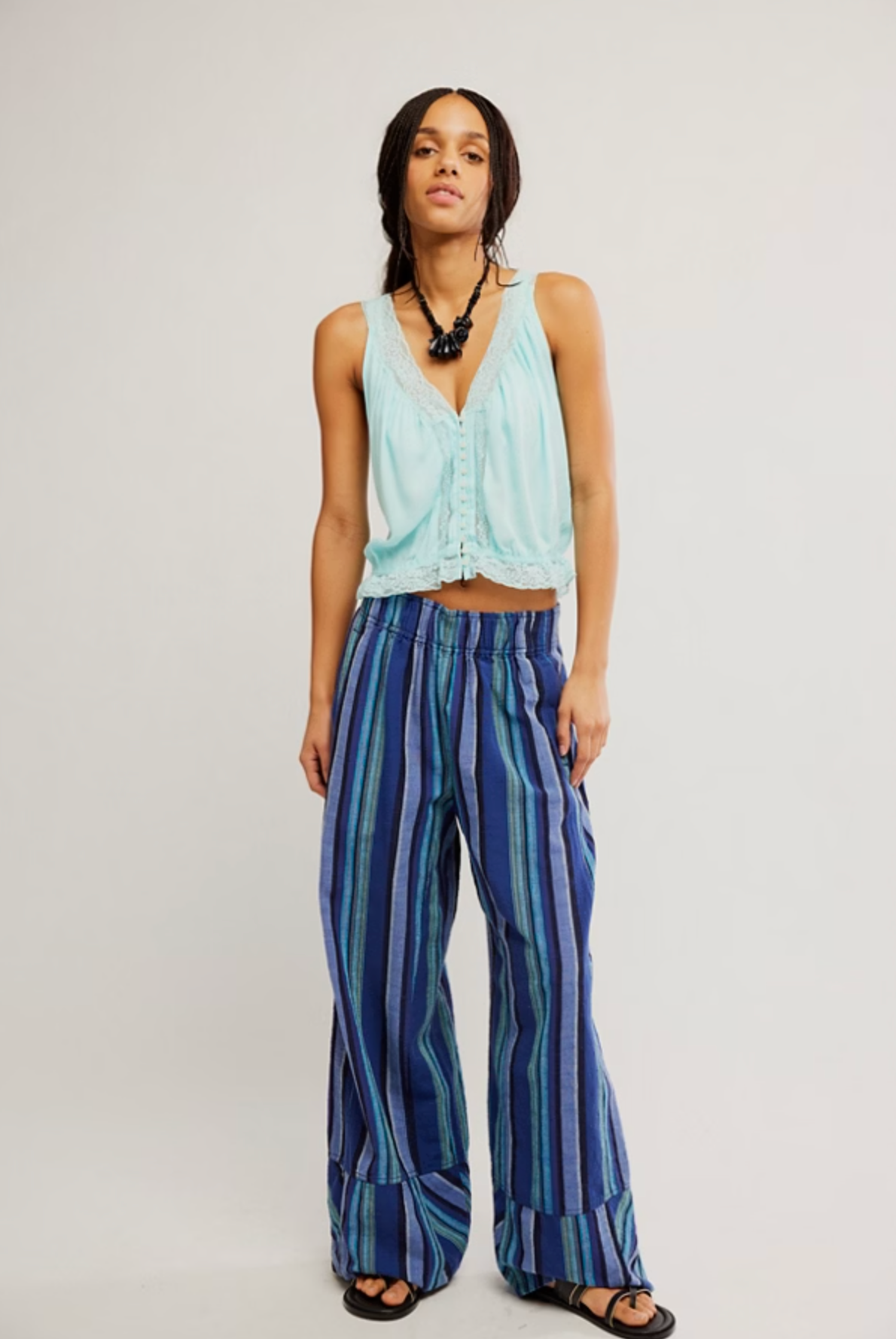 Day's End Linen Striped Pull-On Pants