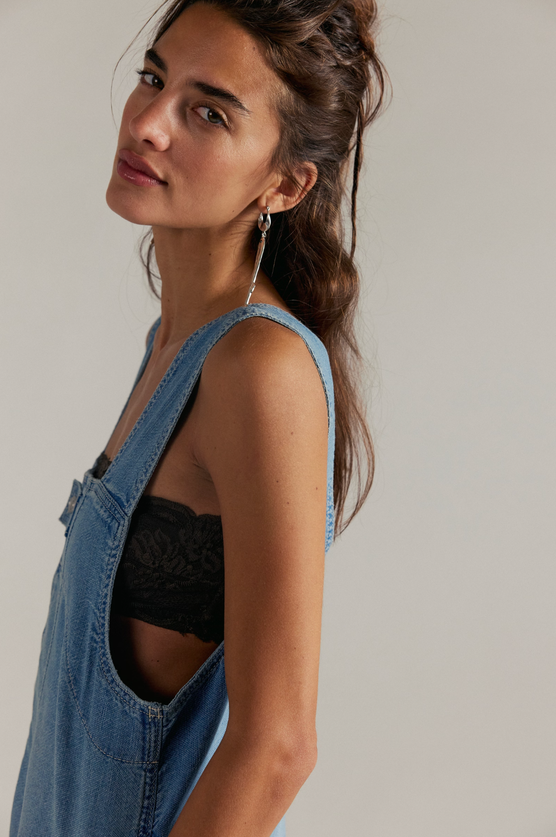 Free People Jude Shortall Overall Short in Denim