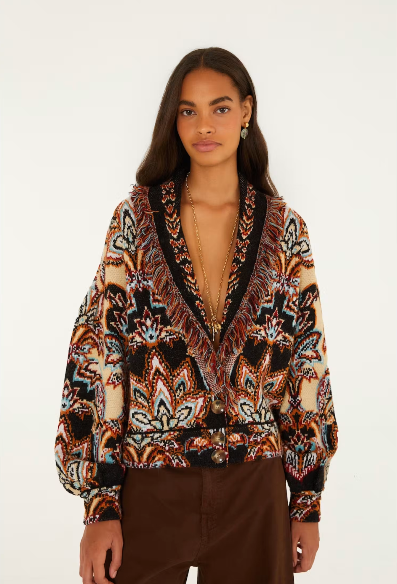 Tapestry Dream Cream Knit Fringe Cardigan