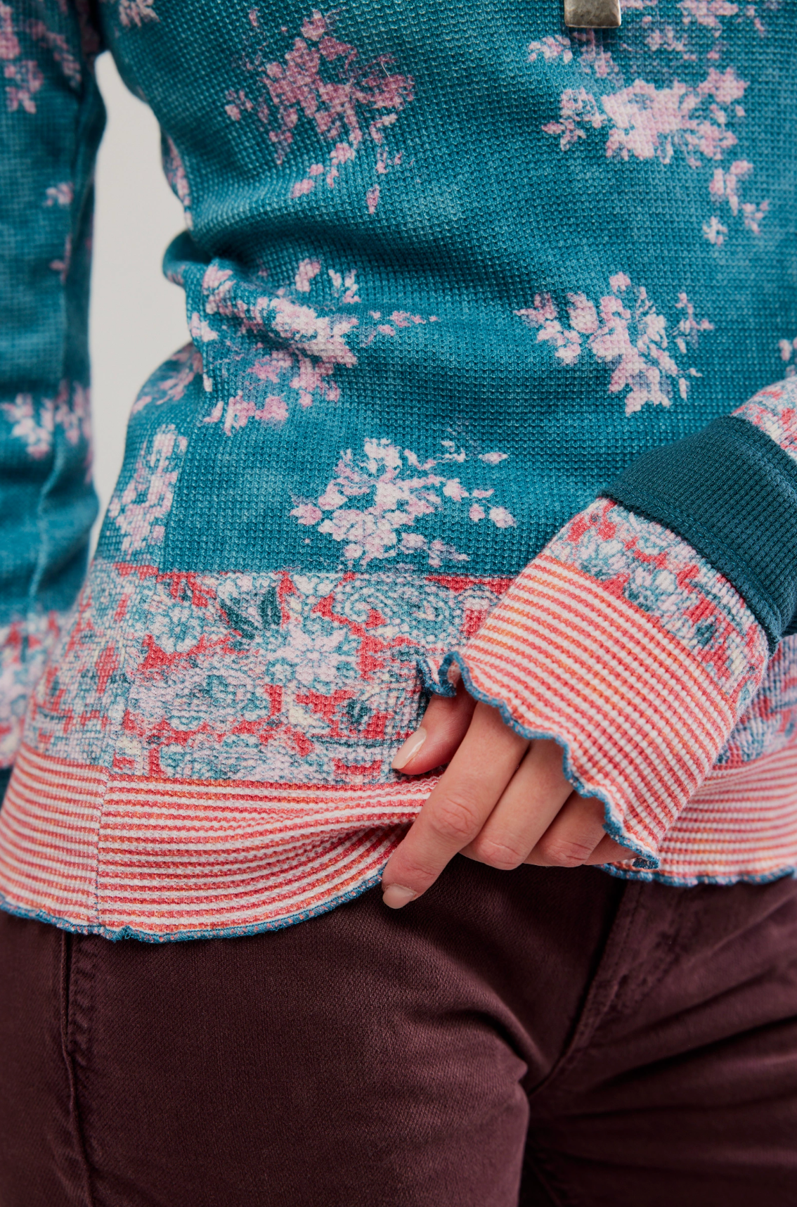 Easy Does It Printed Long Sleeve in Lagoon Combo
