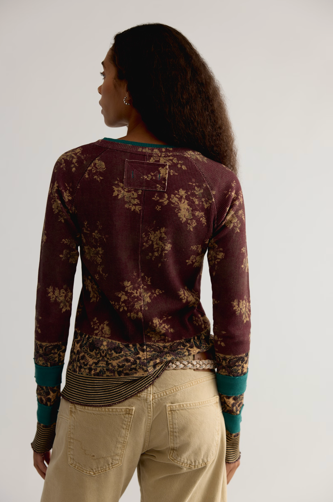 Easy Does It Printed Long Sleeve in Wine Combo