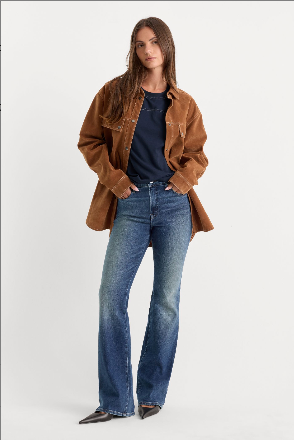 Good American Soft Tech Good Classic Bootcut Jeans in NewCrest