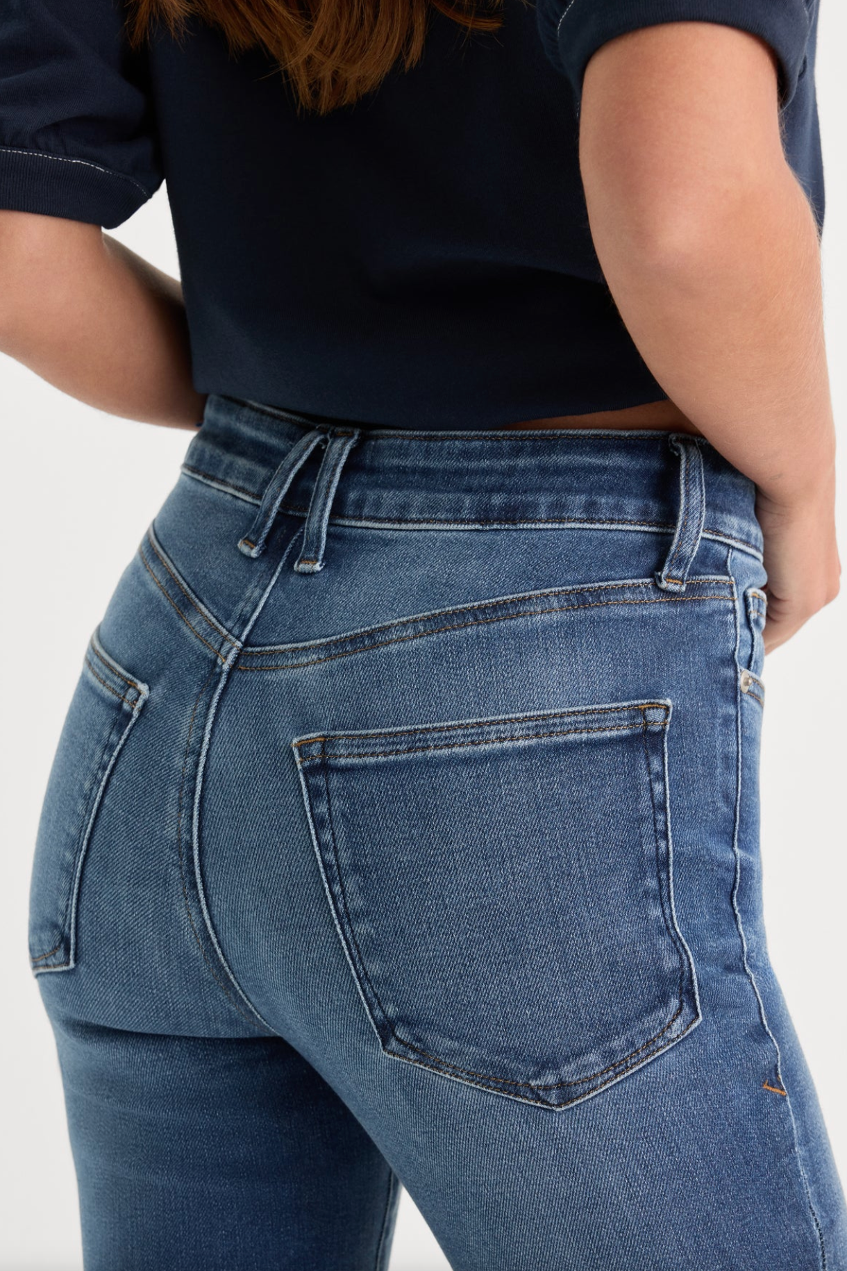 Good American Soft Tech Good Classic Bootcut Jeans in NewCrest