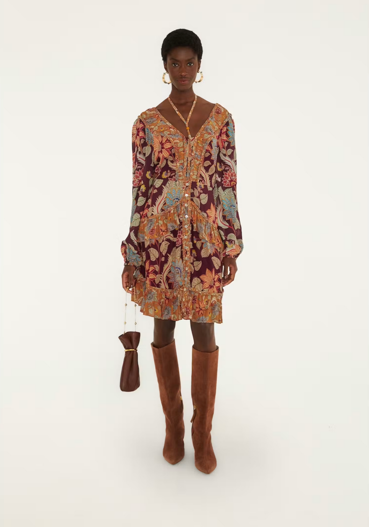 Farm Rio Delhi Floral Mixed Mini Dress