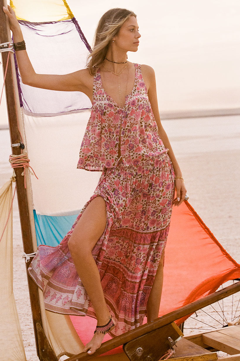Elysian Maxi Skirt In Petunia By Spell