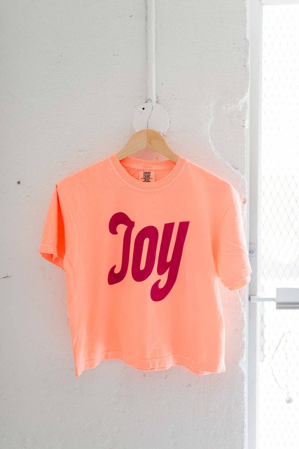 Joy | neon cantelope comfort colors boxy cropped tee