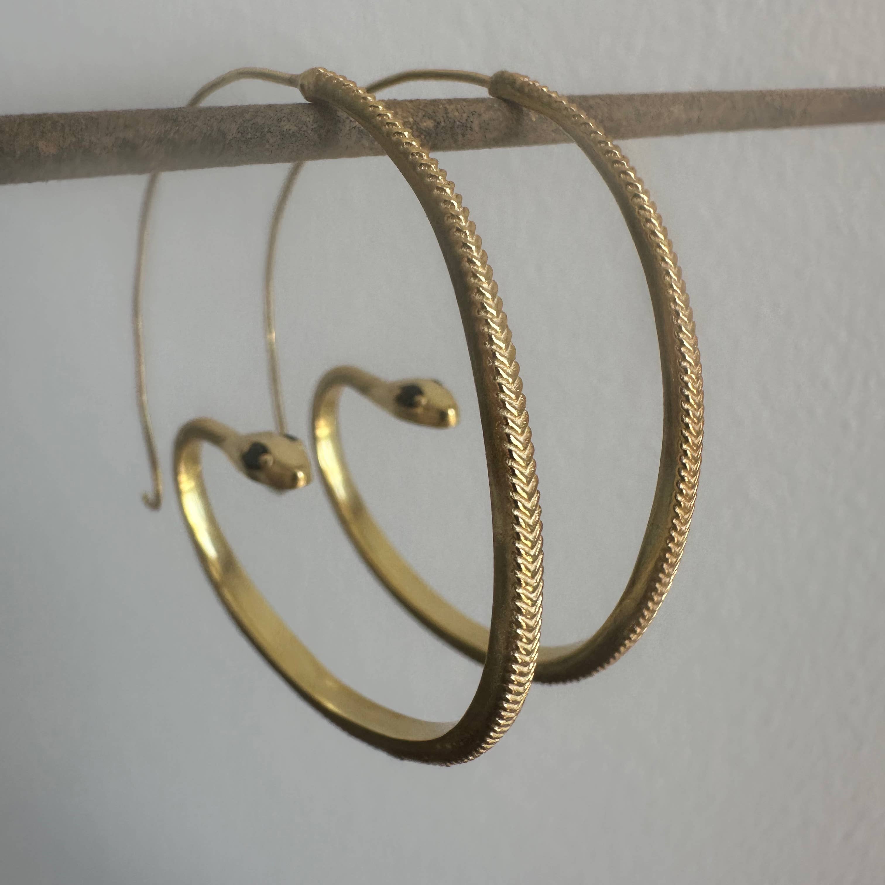 Pink Zircon Eyes Snake Hoops