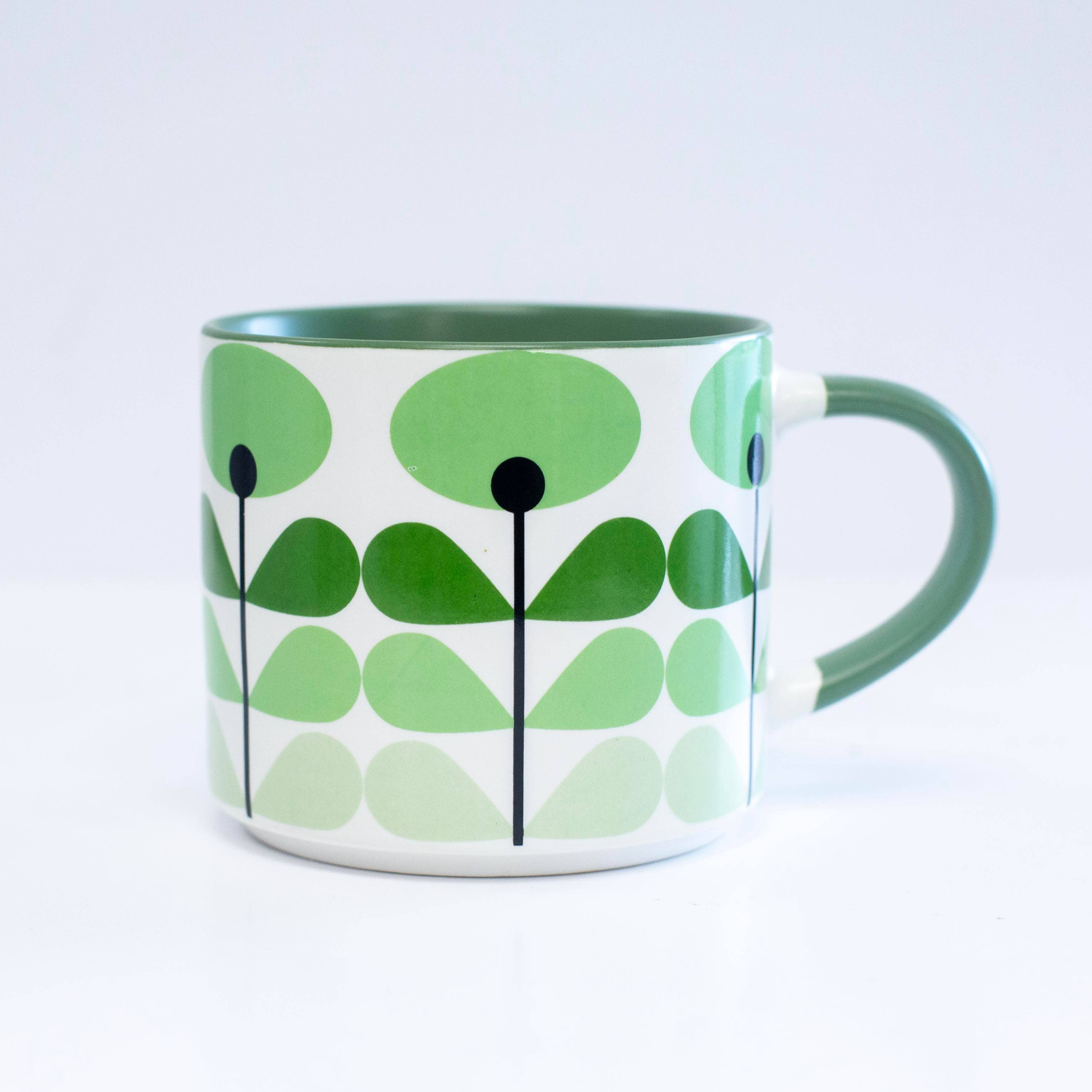 Green Mod Flower Holiday Mid Century Stackable Coffee Mug