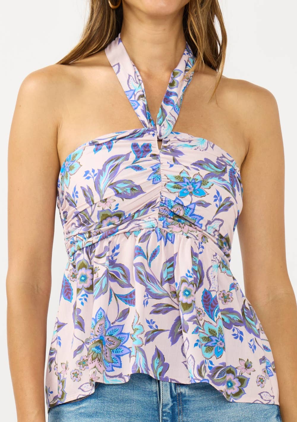 Halter Knot Front Smocked Back Top