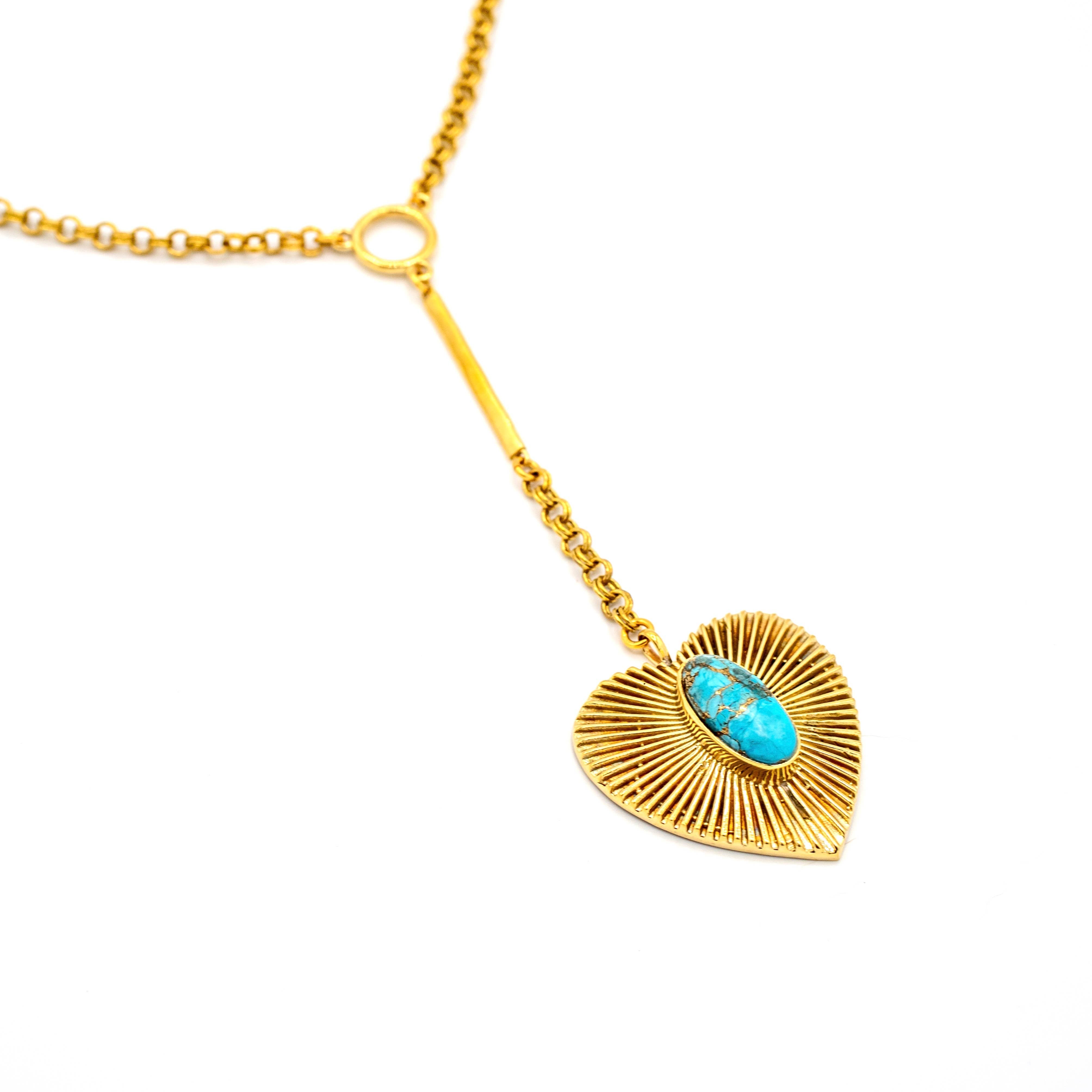 Brass Turquoise Heart Necklace