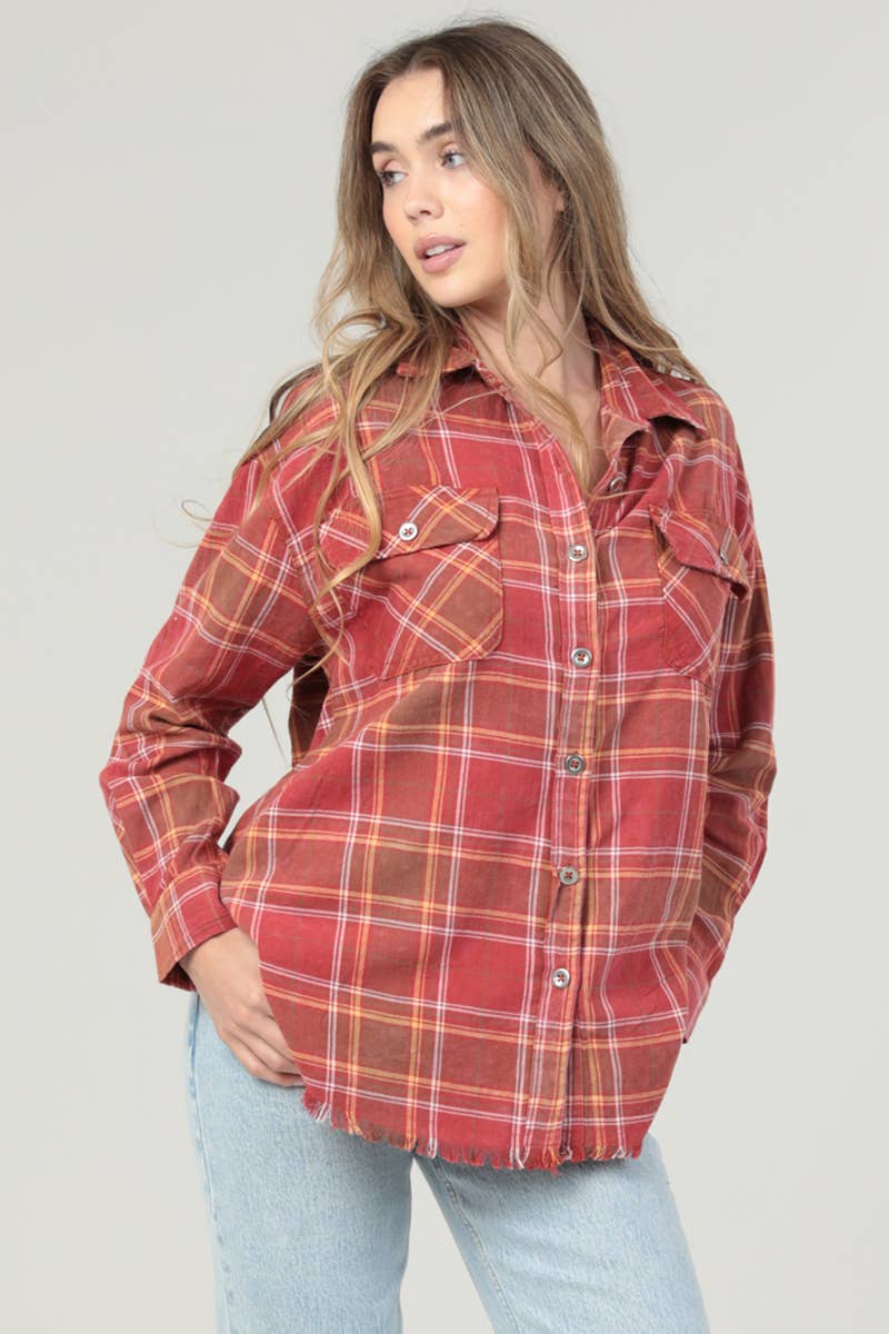 PLAID BUTTON UP SHIRT