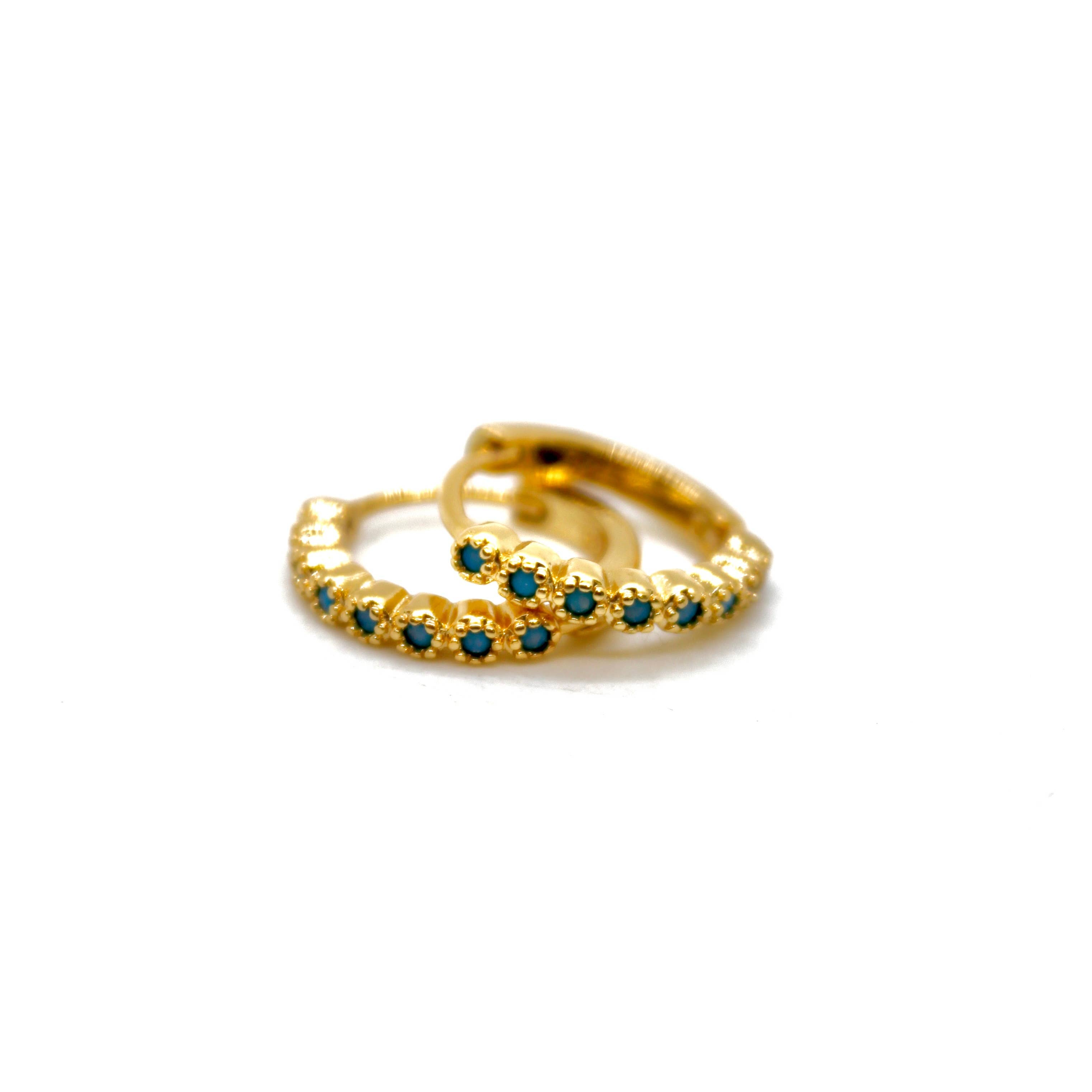 Mini Turquoise Huggie Earrings - E4-407