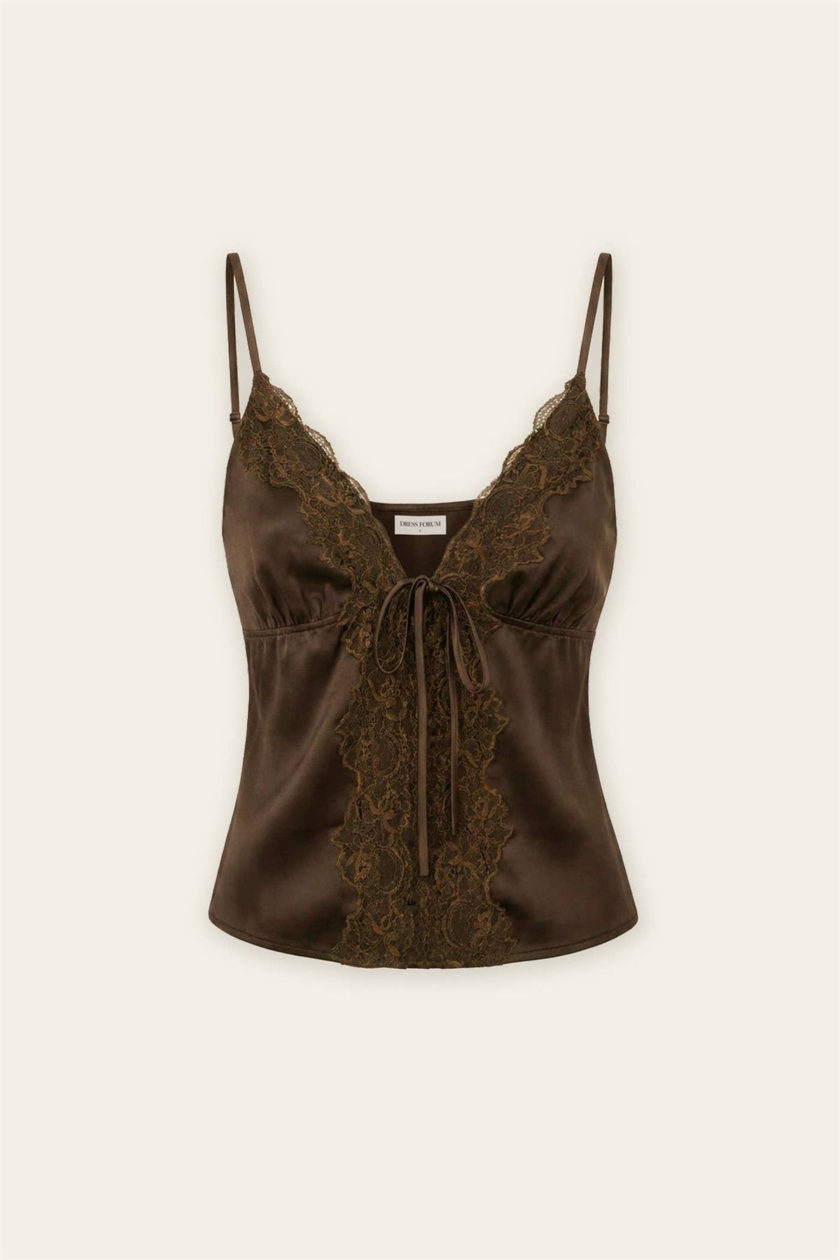 Satin Lace Tie Front Cami Top