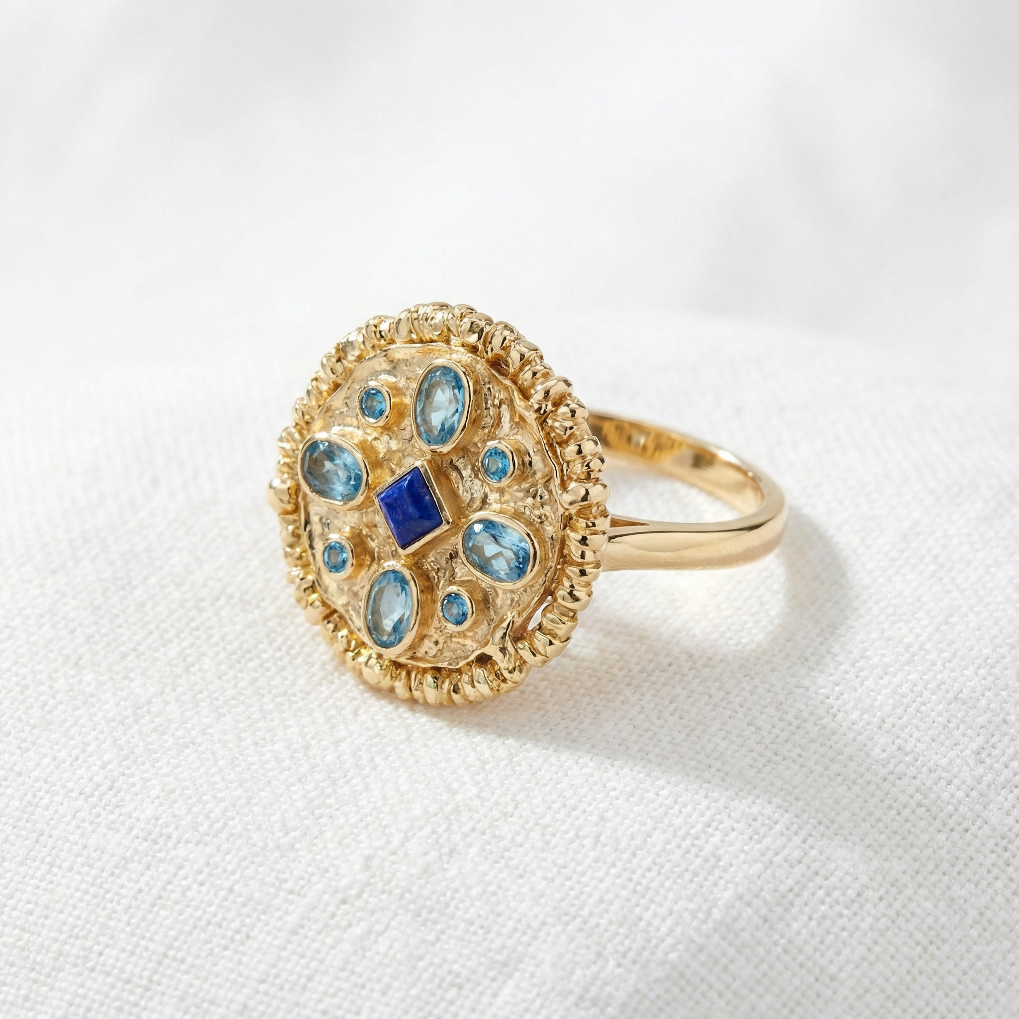 18K gold vermeil medallion ring - R164